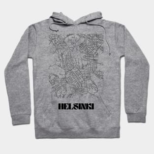 Retro Map of Helsinki, Finland Minimalist Line Drawing Hoodie